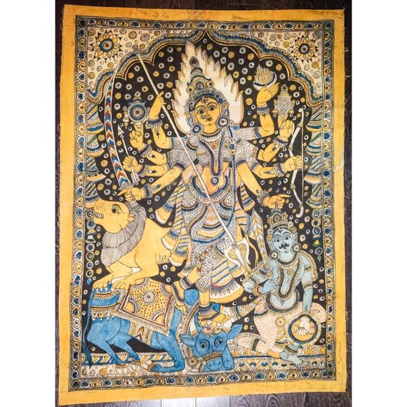 Indian God Traditional Vegetable Dye Print on Cotton Fabric